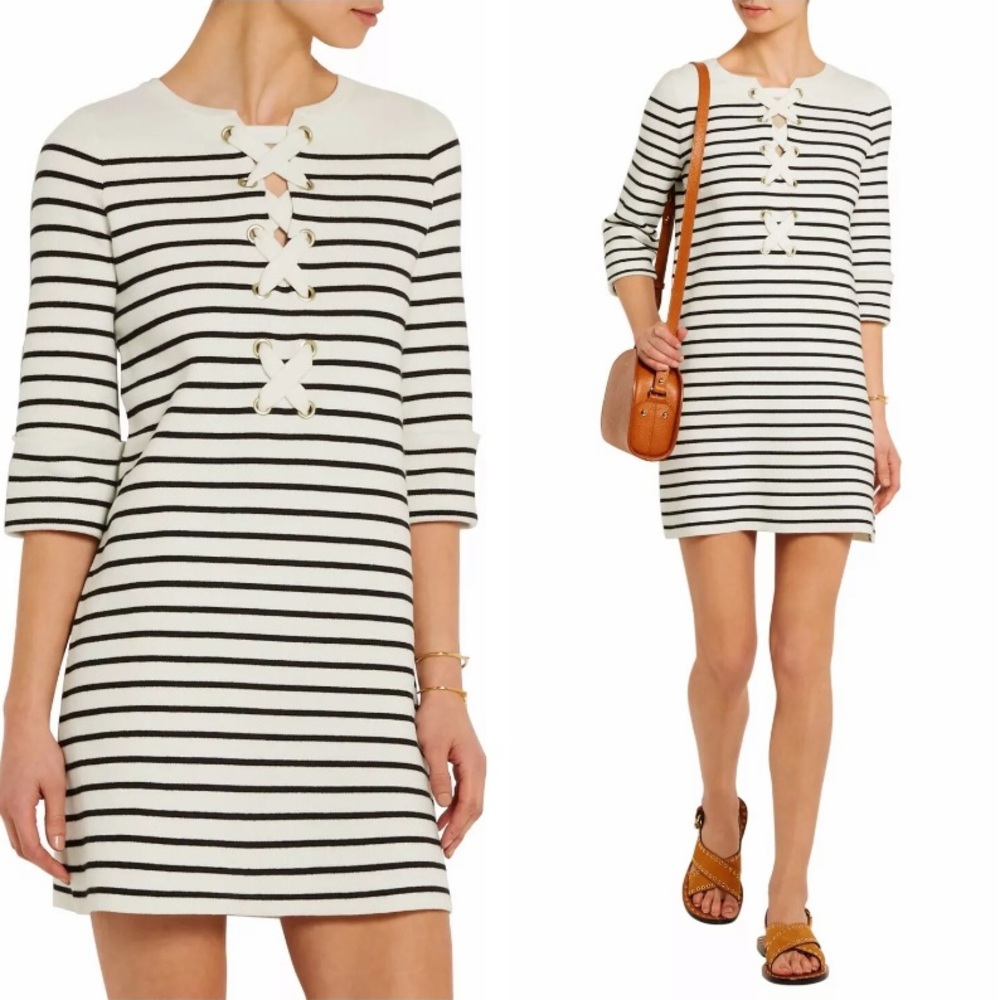 Maje Sweater Dress w/ Nautical Stripes 3/4 sleeves